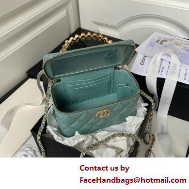 Chanel Shiny Crumpled Lambskin, Imitation Pearls  &  Gold-Tone Metal Clutch with Chain Bag AP3804 Green 2025